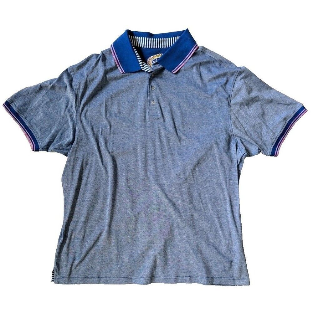 Robert Graham Men Short Sleeve Cotton Solid Light Blue Pullover Polo Shirt 2XB